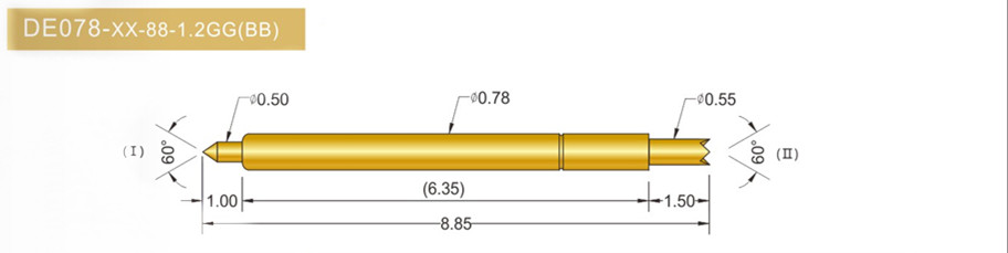 078雙頭探針尺寸、BGA雙頭頂針、雙向可動探針、帶彈簧頂針、測試探針