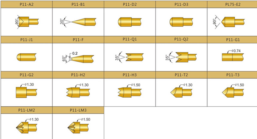P11測(cè)試探針頭型，華榮華測(cè)試探針選型，測(cè)試探針規(guī)格型號(hào)